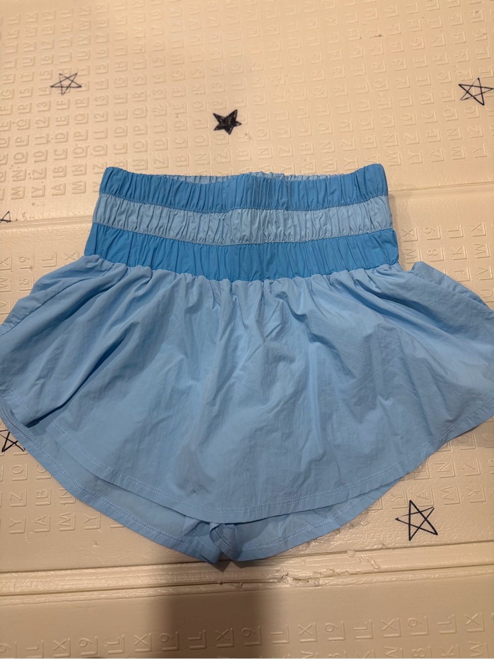 Peach Love California Two-Tone Blue Elastic Waist Skort Shorts
